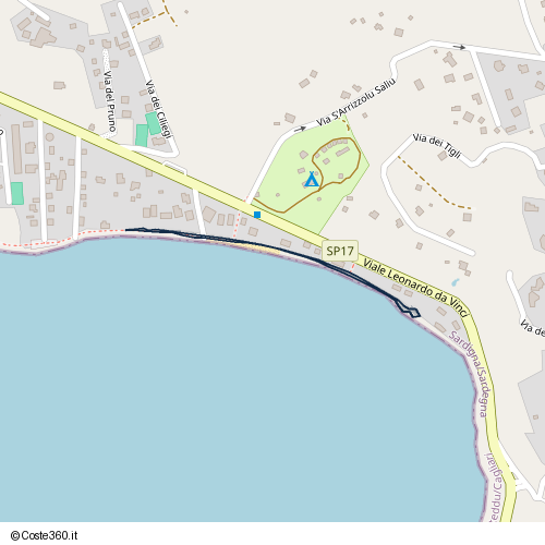 Posizione della spiaggia Spiaggia nei pressi di Viale Leonardo da Vinci 364, Marina di Capitana, Quartu Sant'Aleni/Quartu Sant'Elena, 09045