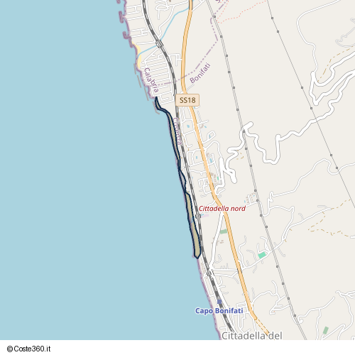 Posizione della spiaggia Spiaggia nei pressi di Cittadella del Capo