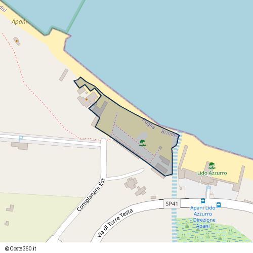 Posizione della spiaggia Spiaggia nei pressi di Complanare Est, Brindisi