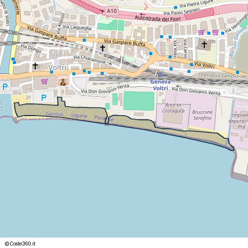 Posizione della spiaggia Spiaggia nei pressi di Via Don Giovanni Verità, Voltri, Genova, 16158