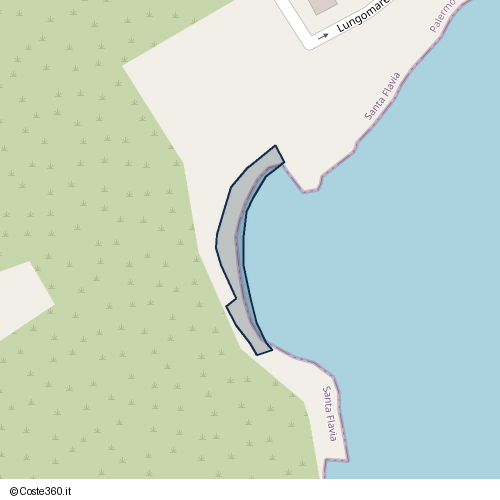 Posizione della spiaggia Spiaggia nei pressi di Lungomare Cristoforo Colombo, Santa Flavia, 90017