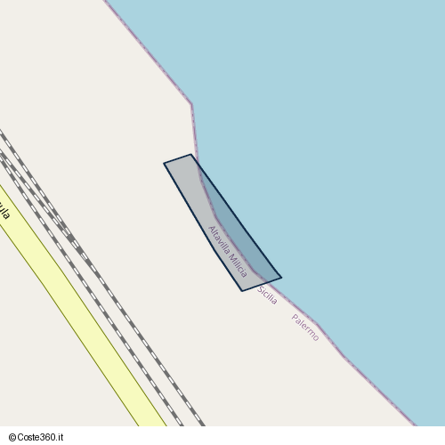 Posizione della spiaggia Spiaggia nei pressi di Strada statale Settentrionale Sicula, Sperone, 90010