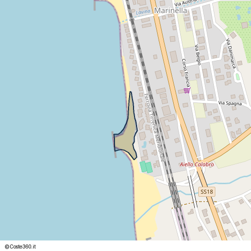 Posizione della spiaggia Spiaggia nei pressi di Marinella, Amantea, 87032