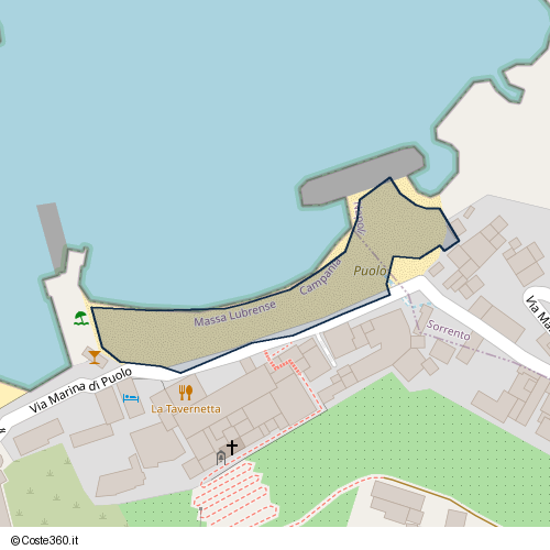 Posizione della spiaggia Spiaggia nei pressi di Via Marina di Puolo, Puolo, Massa Lubrense, 80061