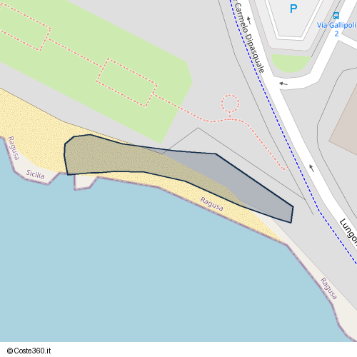 Posizione della spiaggia Spiaggia nei pressi di Pista Ciclabile Carmelo Dipasquale, Ragusa, 97100