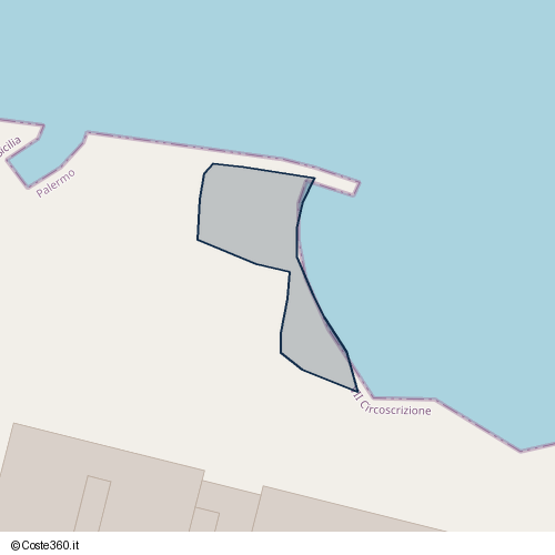 Posizione della spiaggia Spiaggia nei pressi di Strada interna all'ex istituto Roosvelt, Addaura, Palermo, 90149