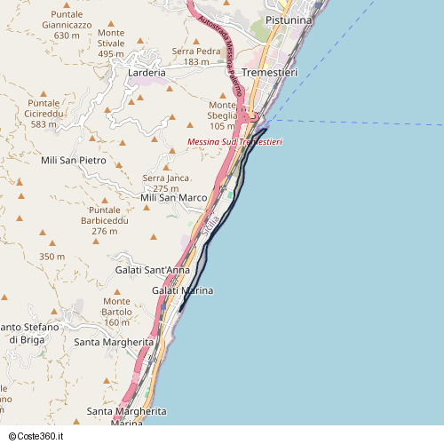 Posizione della spiaggia Spiaggia nei pressi di I Circoscrizione, Messina, 98132