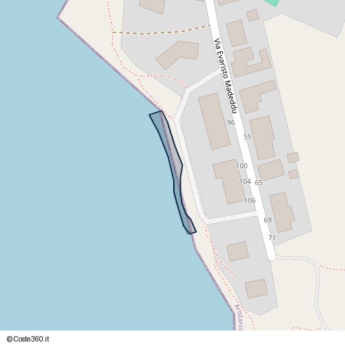 Posizione della spiaggia Spiaggia nei pressi di Via Evaristo Madeddu 96, Santeru/San Vero Milis, 09070