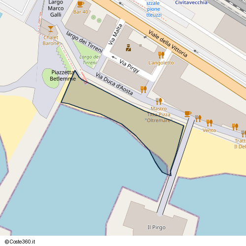 Posizione della spiaggia Spiaggia nei pressi di Via Duca d'Aosta 6, Borgo Odescalchi, Civitavecchia, 00053