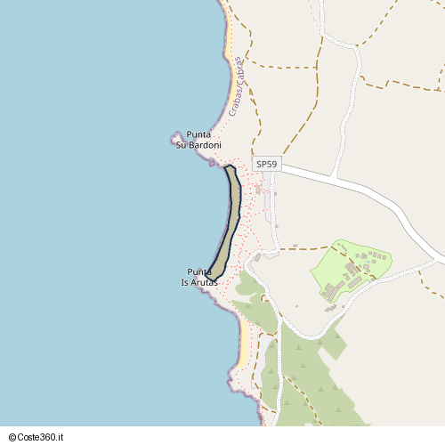 Posizione della spiaggia Spiaggia nei pressi di Crabas/Cabras, 09072