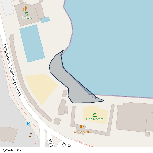 Posizione della spiaggia Spiaggia nei pressi di Lungomare Cristoforo Colombo, Municipio 5, Bari, 70127