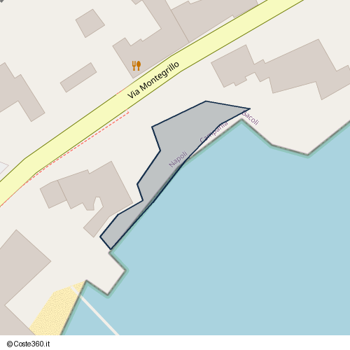 Posizione della spiaggia Spiaggia nei pressi di Via Montegrillo, Bacoli, 80070