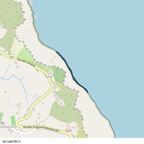 Posizione della spiaggia Spiaggia nei pressi di Sentiero la Vedova, Ancona, 60129