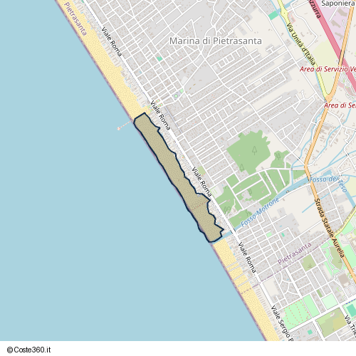 Posizione della spiaggia Spiaggia nei pressi di Viale Roma, Pietrasanta, 55044