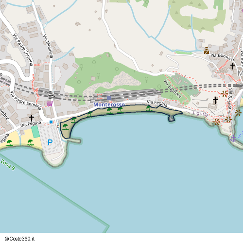 Posizione della spiaggia Spiaggia nei pressi di Via Fegina, Monterosso al Mare, 19016