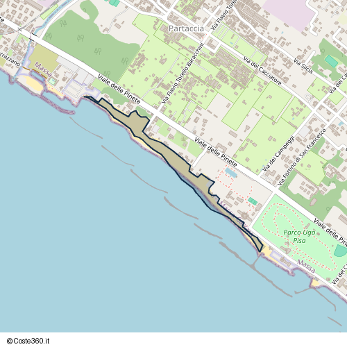 Posizione della spiaggia Spiaggia nei pressi di Viale delle Pinete, Massa, 54037