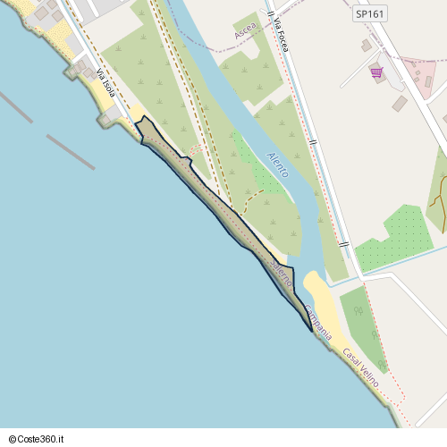 Posizione della spiaggia Spiaggia nei pressi di Via Focea, Casal Velino, 84046