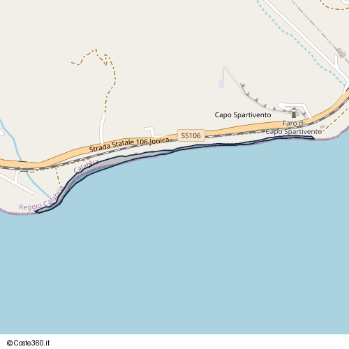 Posizione della spiaggia Spiaggia nei pressi di Strada Statale 106 Jonica, Spropoli