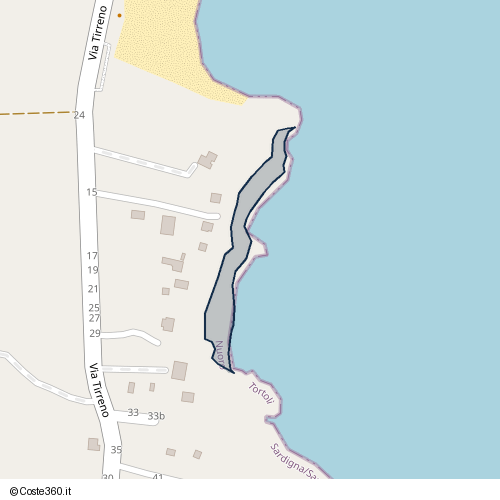 Posizione della spiaggia Spiaggia nei pressi di Via Tirreno 19, Tortolì, 08048