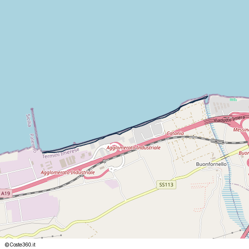 Posizione della spiaggia Spiaggia nei pressi di Termini Imerese, 90018