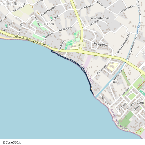 Posizione della spiaggia Spiaggia nei pressi di Viale Leonardo da Vinci, Quartu Sant'Aleni/Quartu Sant'Elena, 09045