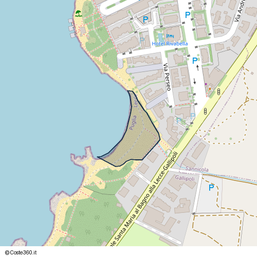 Posizione della spiaggia Spiaggia nei pressi di Gallipoli, 73014