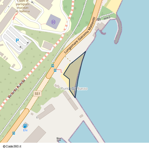 Posizione della spiaggia Spiaggia nei pressi di Lungomare Giacomo Matteotti, Valloria, Savona, 17012