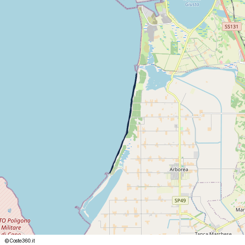 Posizione della spiaggia Spiaggia nei pressi di Strada 26 Ovest, Arborea, 09092