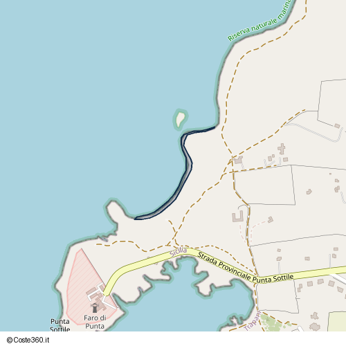 Posizione della spiaggia Spiaggia nei pressi di Strada Provinciale Punta Sottile, Favignana, 91023