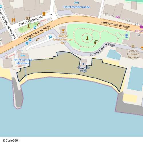 Posizione della spiaggia Spiaggia nei pressi di Lungomare di Pegli 40 rosso, Pegli, Genova, 16156