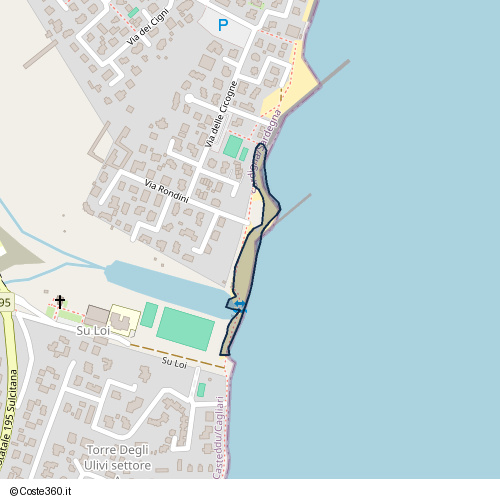 Posizione della spiaggia Spiaggia nei pressi di Via Rondini, Cabuderra/Capoterra, 09012