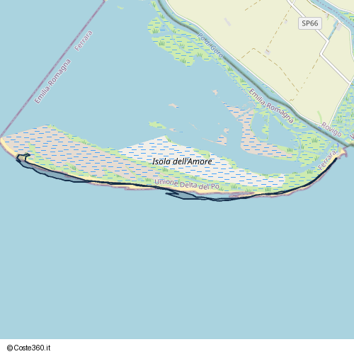 Posizione della spiaggia Spiaggia nei pressi di Gorino, 44020