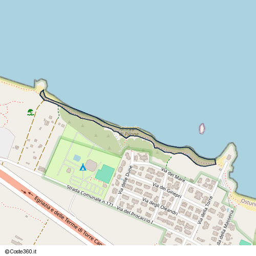 Posizione della spiaggia Spiaggia nei pressi di Via delle Dune, Ostuni