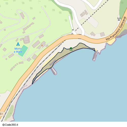 Posizione della spiaggia Spiaggia nei pressi di SS1 47, Alassio, 17021