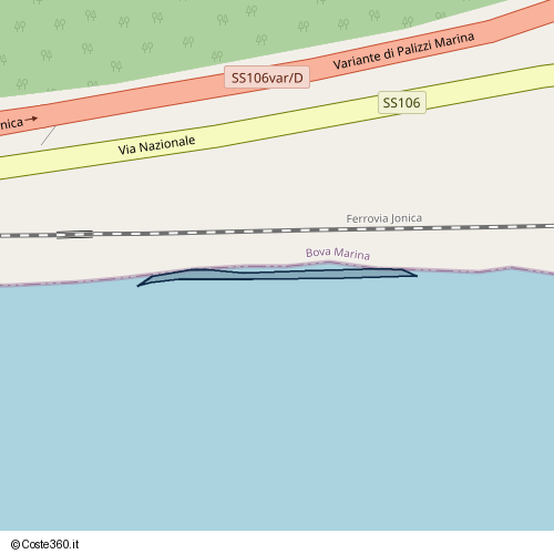 Posizione della spiaggia Spiaggia nei pressi di Via Nazionale, Bova Marina, 89038