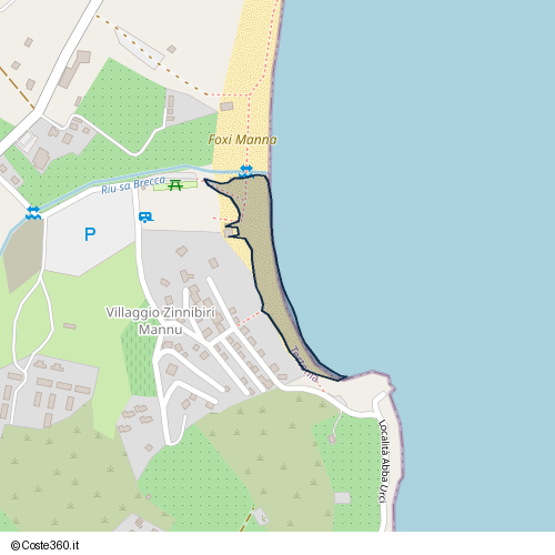 Posizione della spiaggia Spiaggia nei pressi di Località Foxi Manna - Villaggio Turistico "Zinnibiri Mannu", Tertenia, 08047