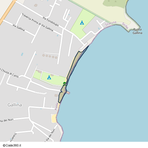 Posizione della spiaggia Spiaggia nei pressi di Via Chiusa di Carlo, Avola, 96012
