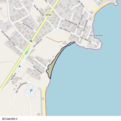 Posizione della spiaggia Spiaggia nei pressi di Via Levante, Olbia, 07026