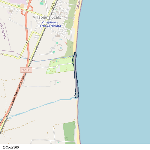 Posizione della spiaggia Spiaggia nei pressi di Via Matilde Serao, Villapiana Scalo