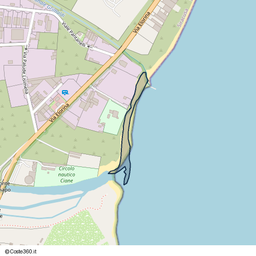 Posizione della spiaggia Spiaggia nei pressi di Via Elorina, Siracusa