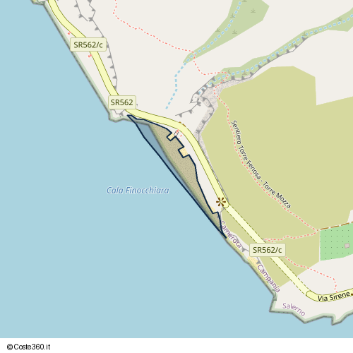 Posizione della spiaggia Spiaggia nei pressi di Strada Regionale 562 del Golfo di Policastro-Diramazione Camerota, Camerota, 84059