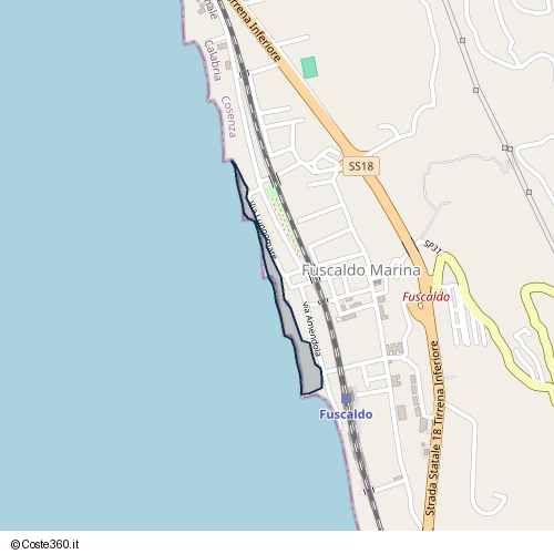 Posizione della spiaggia Spiaggia nei pressi di Fuscaldo Marina, Fuscaldo, 87024