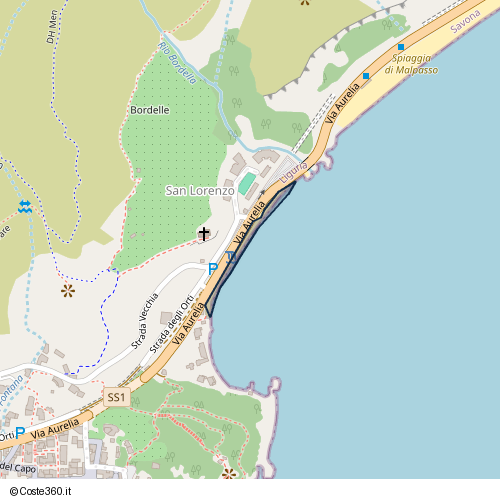 Posizione della spiaggia Spiaggia nei pressi di Via Aurelia, Finale Ligure, 17026