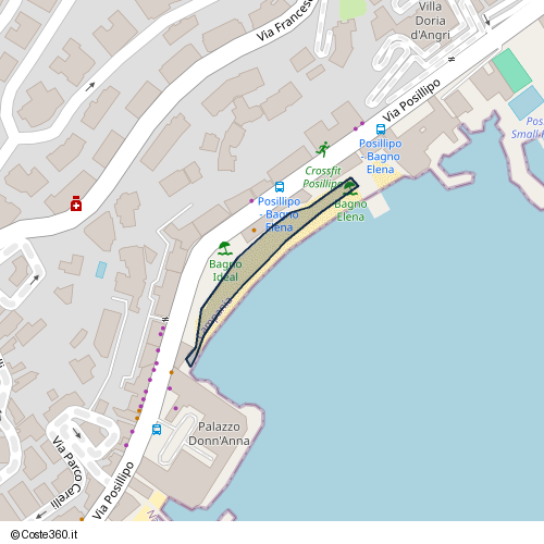 Posizione della spiaggia Spiaggia nei pressi di Via Posillipo 16, Municipalità 1, Napoli, 80123