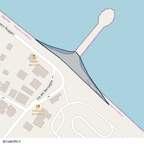 Posizione della spiaggia Spiaggia nei pressi di Via del Bersaglio, Fano, 61032