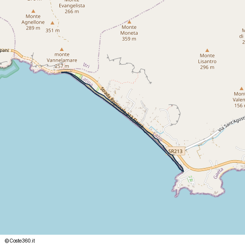Posizione della spiaggia Spiaggia nei pressi di Strada Regionale 213 Flacca, Gaeta