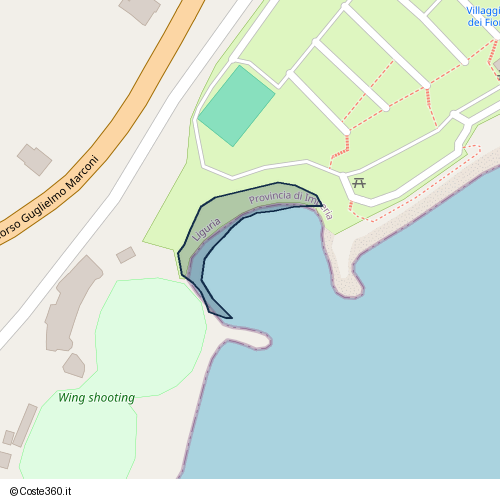 Posizione della spiaggia Spiaggia nei pressi di Via Tiro a Volo 3, Coldirodi, Sanremo, 18038