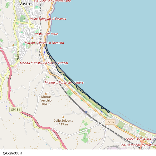 Posizione della spiaggia Spiaggia nei pressi di Via Teramo, Vasto, 66054