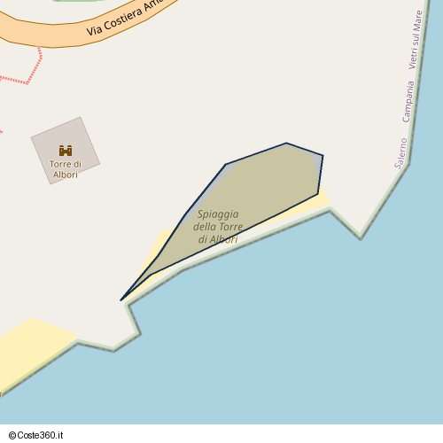 Posizione della spiaggia Spiaggia nei pressi di Via Costiera Amalfitana, Vietri sul Mare, 84019