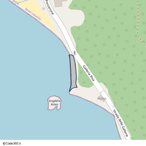 Posizione della spiaggia Spiaggia nei pressi di Galleria Riva, Sestri Levante, 16030